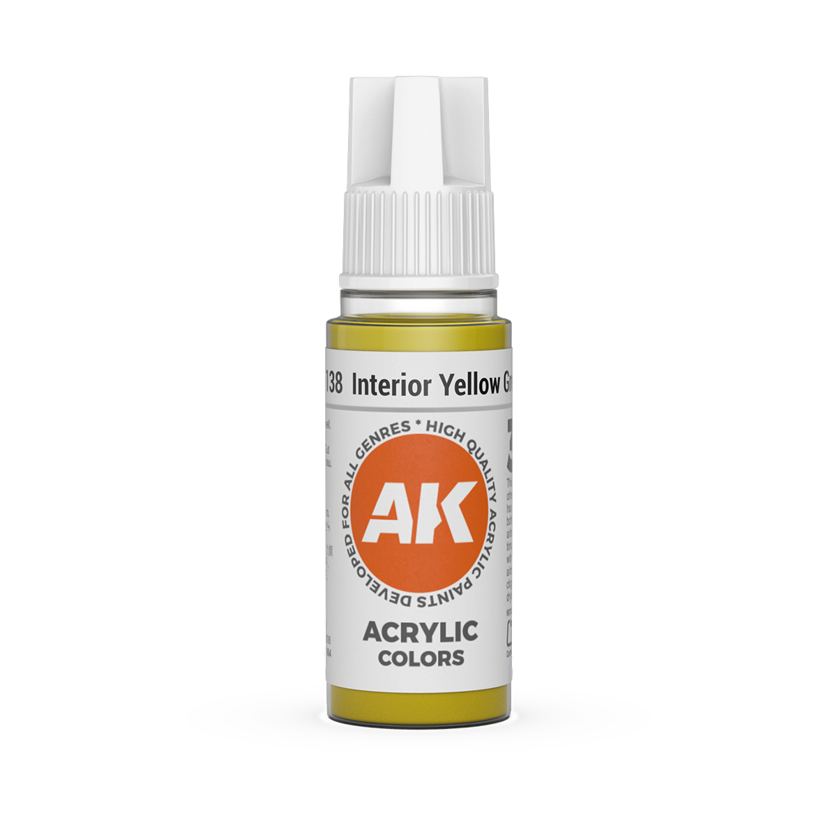 AK Interactive 3rd Gen Acrylic: Interior Yellow Green (18ml)